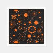 Serviette En Papier Motif Halloween Orange Et Cercles Noirs (Devant)