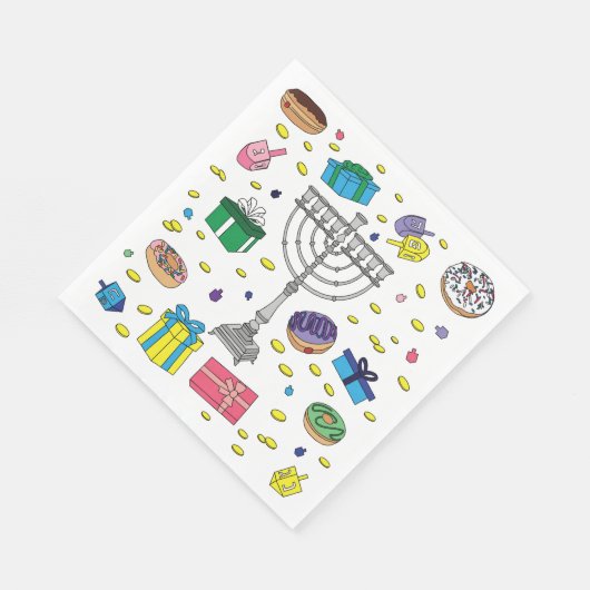 Serviette En Papier Motif Hanoukka Blanc (Coin)