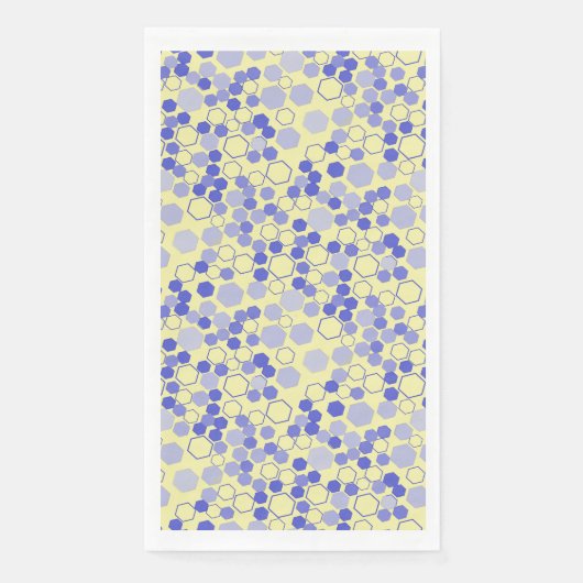 Serviette En Papier Motif Hexagon 01b.Bleu. Jaune (Devant)