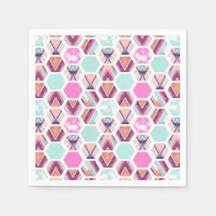 Serviette En Papier Motif Hexagon aquarelle