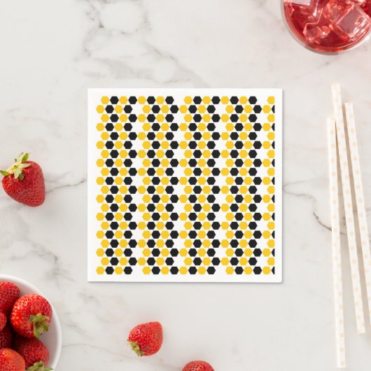 Serviette En Papier Motif hexagramme Hex Noir Noir Jaune (En situation)