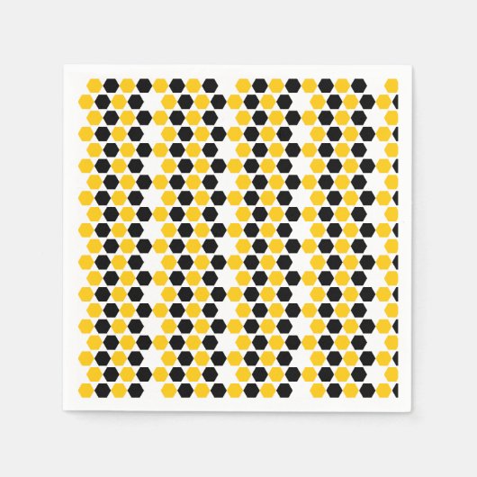 Serviette En Papier Motif hexagramme Hex Noir Noir Jaune (Devant)