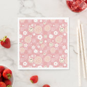 Serviette En Papier Motif hippie Super rose rétro À damiers (En situation)