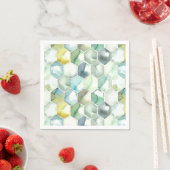 Serviette En Papier Motif Honycomb bleu et vert Aquarelle (En situation)