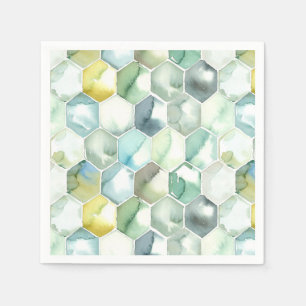 Serviette En Papier Motif Honycomb bleu et vert Aquarelle