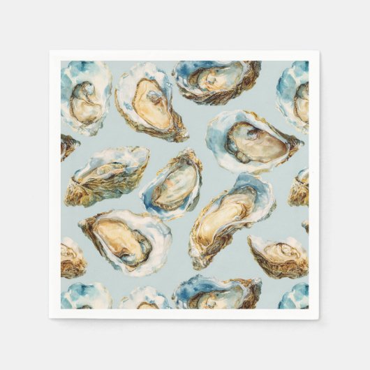 Serviette En Papier Motif huîtres aquarelle moderne (Devant)