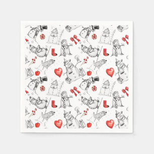 Serviette En Papier Motif iconographique festif de bonhomme de neige e