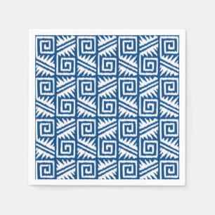 Serviette En Papier Motif Ikat Aztec - Bleu Cobalt et Blanc