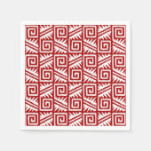 Serviette En Papier Motif Ikat Aztec - Rouge foncé et blanc (Devant)