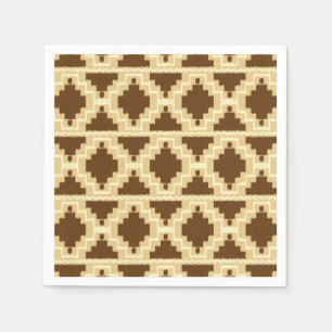 Serviette En Papier Motif Ikat Aztec - Tan, brun et crème