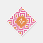 Serviette En Papier Motif Ikat rose monogramme (Coin)