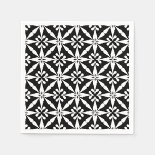 Serviette En Papier Motif Ikat Star - Noir et Blanc