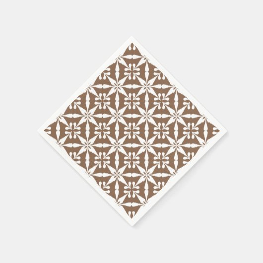 Serviette En Papier Motif Ikat Star - Taupe Tan et Blanc (Coin)