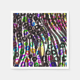 Serviette En Papier Motif imprimé multi-animal funky couleurs vives