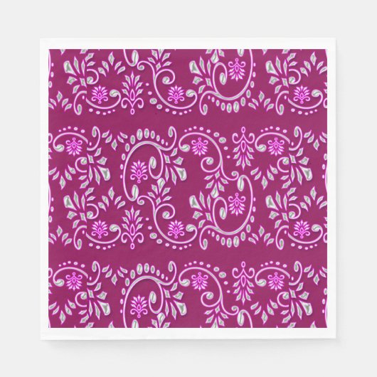Serviette En Papier Motif indien fleur de lis henné (Devant)