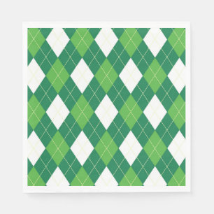Serviette En Papier Motif Jacquard, vert et blanc