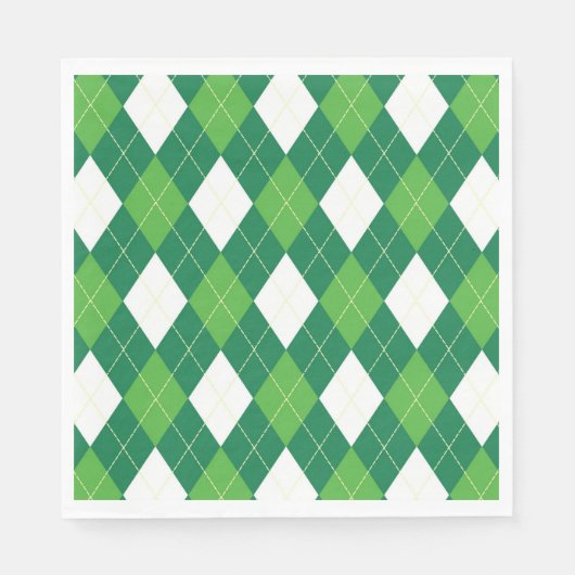 Serviette En Papier Motif Jacquard, vert et blanc (Devant)