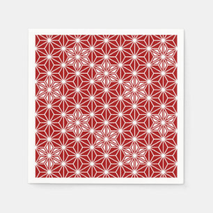 Serviette En Papier Motif japonais Asanoha - rouge foncé