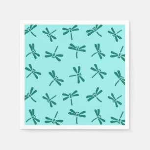 Serviette En Papier Motif japonais de libellules, Turquoise et Aqua