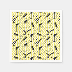 Serviette En Papier Motif jaune d'outil de coiffeur