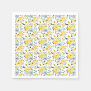 Serviette En Papier Motif jaune et bleu d'aquarelle
