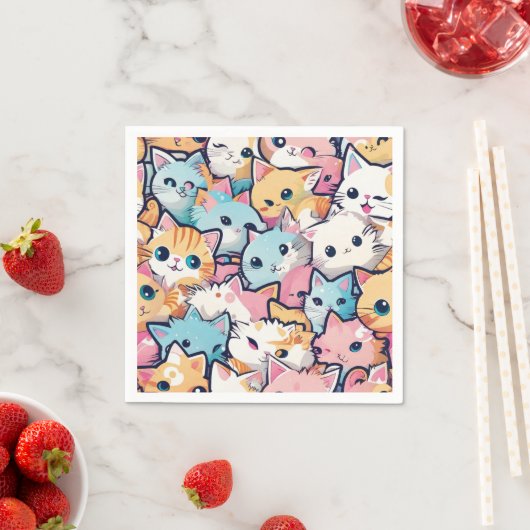 Serviette En Papier Motif Kittens (En situation)