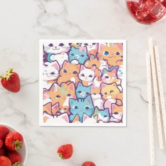 Serviette En Papier Motif Kittens (En situation)