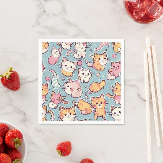 Serviette En Papier Motif Kittens (En situation)