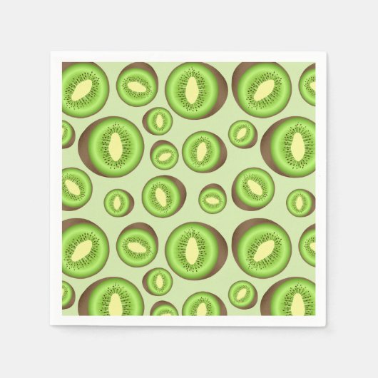 Serviette En Papier Motif Kiwifruit Vert Et Brown (Devant)