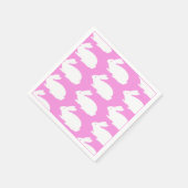 Serviette En Papier Motif lapin blanc sur rose (Coin)