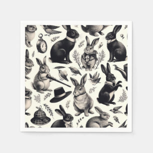 Serviette En Papier Motif lapin Vintage