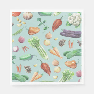 Serviette En Papier Motif Légumes et épices aquarelle