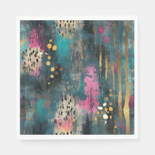 Serviette En Papier motif léopard rose turquoise de noël Abstrait