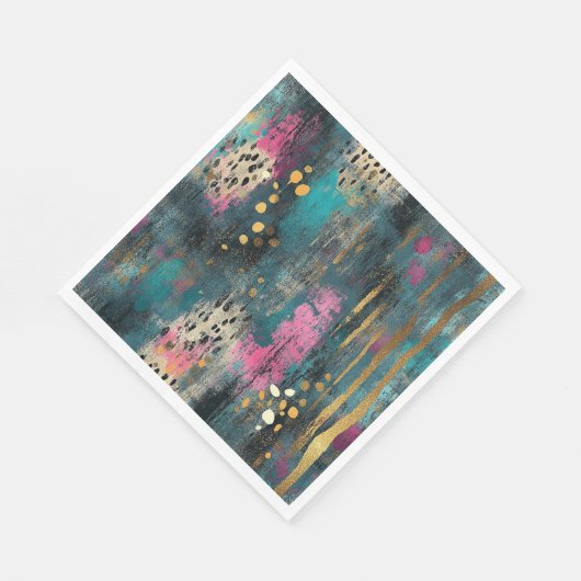 Serviette En Papier motif léopard rose turquoise de noël Abstrait (Coin)
