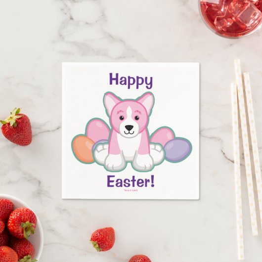 Serviette En Papier Motif Lil Spring Corgi (En situation)