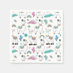 Serviette En Papier Motif Llama Carton mignon