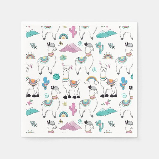Serviette En Papier Motif Llama Carton mignon (Devant)