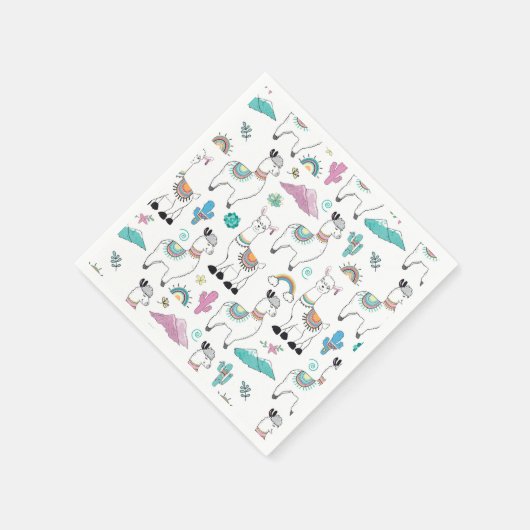 Serviette En Papier Motif Llama Carton mignon (Coin)