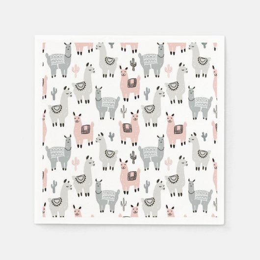 Serviette En Papier Motif Llamas souriant (Devant)