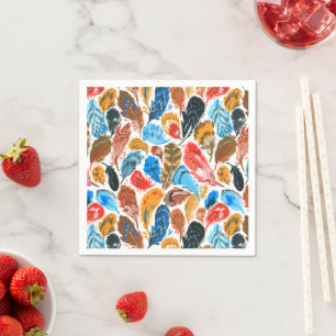 Serviette En Papier Motif lumineux avec plumes d'oiseaux
