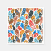 Serviette En Papier Motif lumineux avec plumes d'oiseaux (Devant)