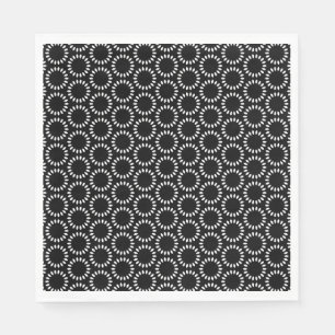 Serviette En Papier Motif Mandala Élégant à Fleurs Noires et Blanches