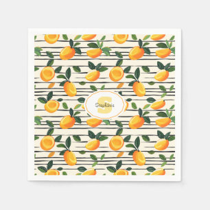 Serviette En Papier Motif Mango Aquarelle avec Feuilles verts