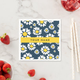 Serviette En Papier Motif Marguerite, Marguerites Blanches, Votre Nom