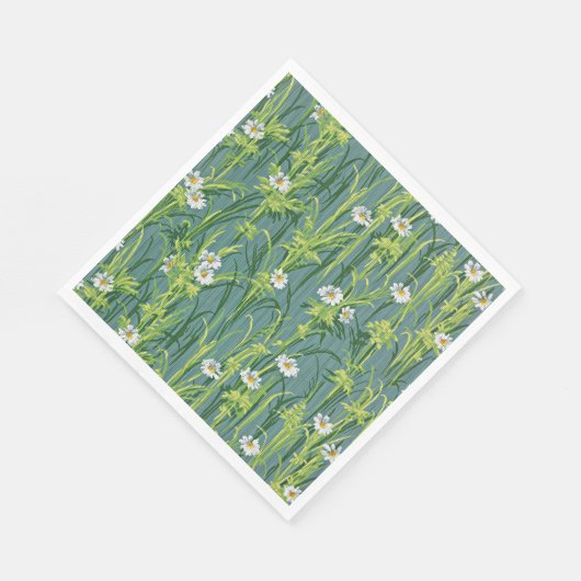 Serviette En Papier Motif marguerite, motif vert, (Coin)