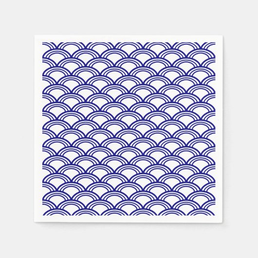 Serviette En Papier Motif Marine Blue Seigaiha (Devant)