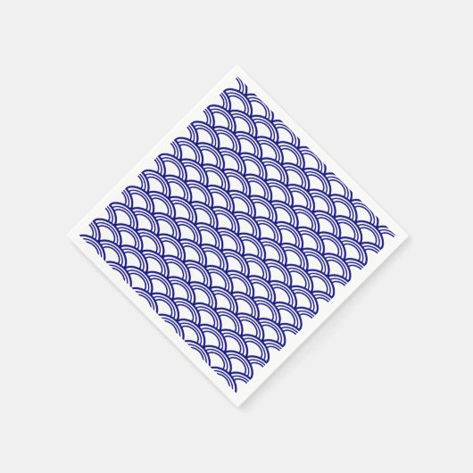 Serviette En Papier Motif Marine Blue Seigaiha (Coin)