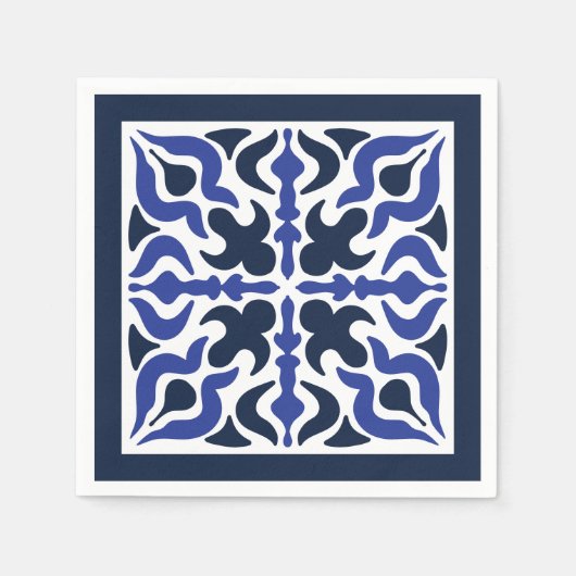Serviette En Papier Motif marocain bleu (Devant)