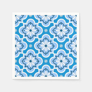 Serviette En Papier Motif marocain de tuile - bleu et blanc