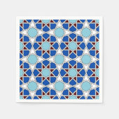 Serviette En Papier Motif marocain géométrique islamique en bleu (Devant)